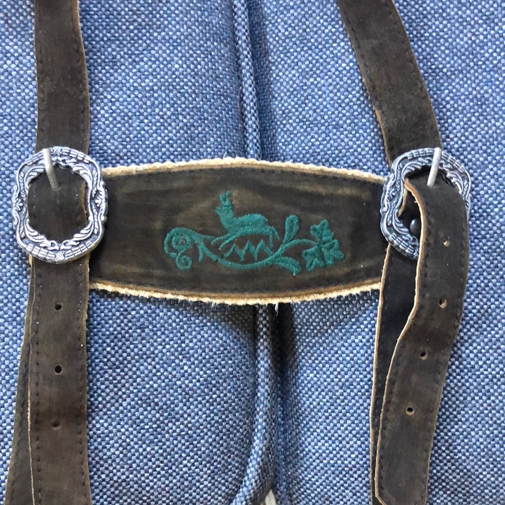 Lederhosen boys suspenders, real leather, German made and bought